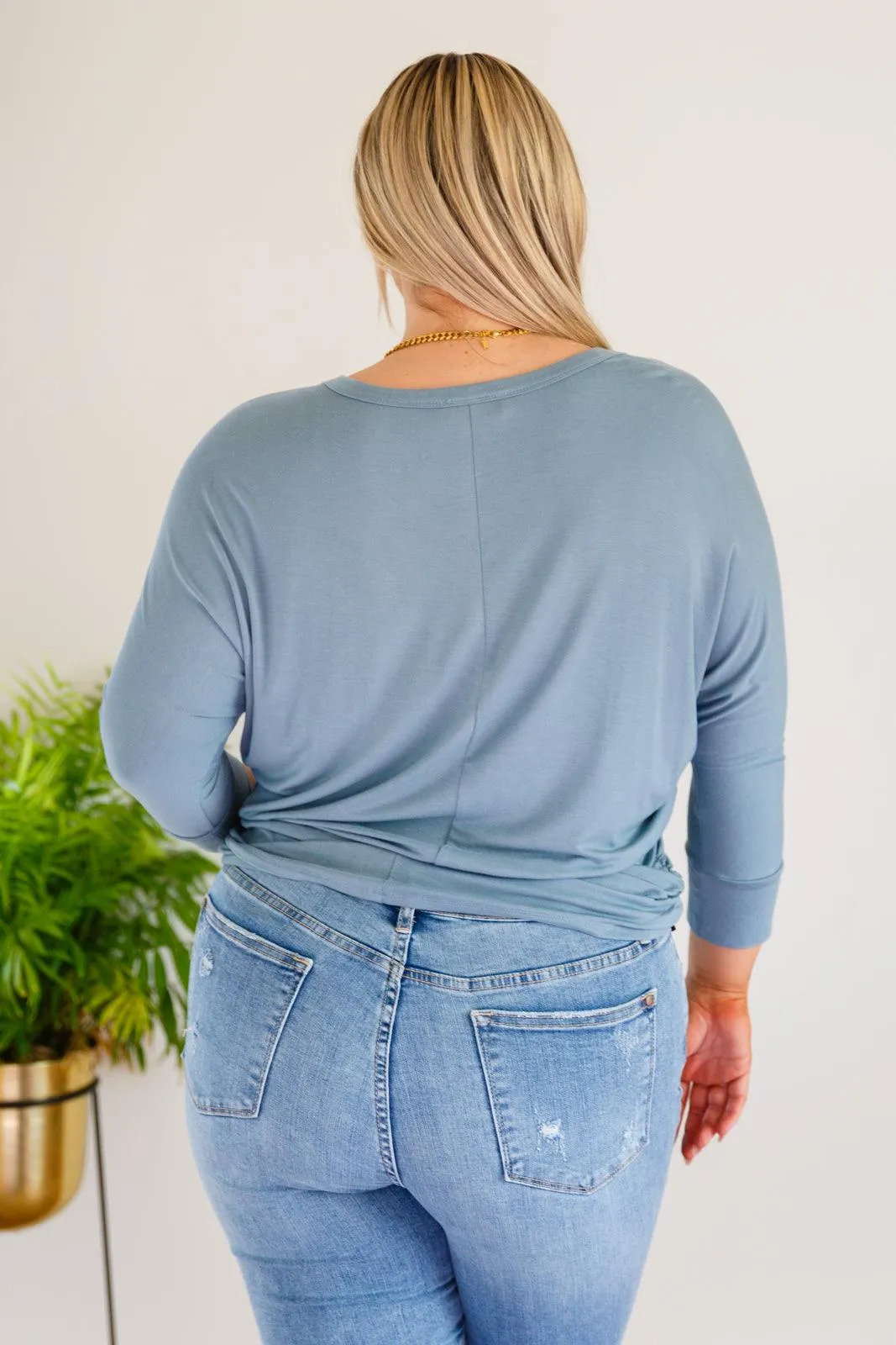 Hazel Blues® | Daytime Boat Neck Top in Blue Gray