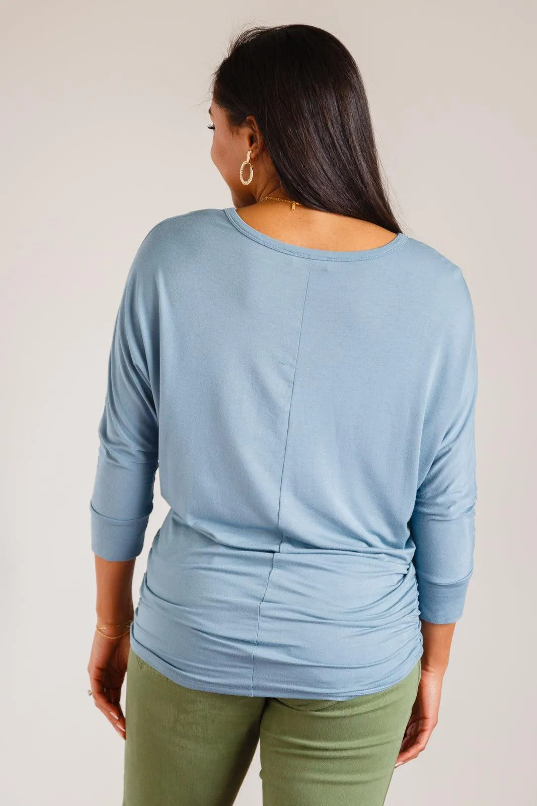 Hazel Blues® | Daytime Boat Neck Top in Blue Gray