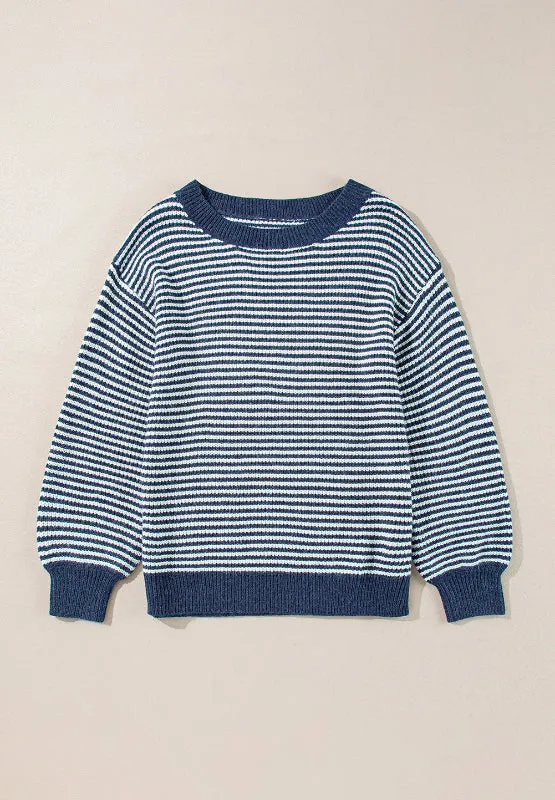 Hazel Blues® |  Striped Boat Neck Long Sleeve Sweater
