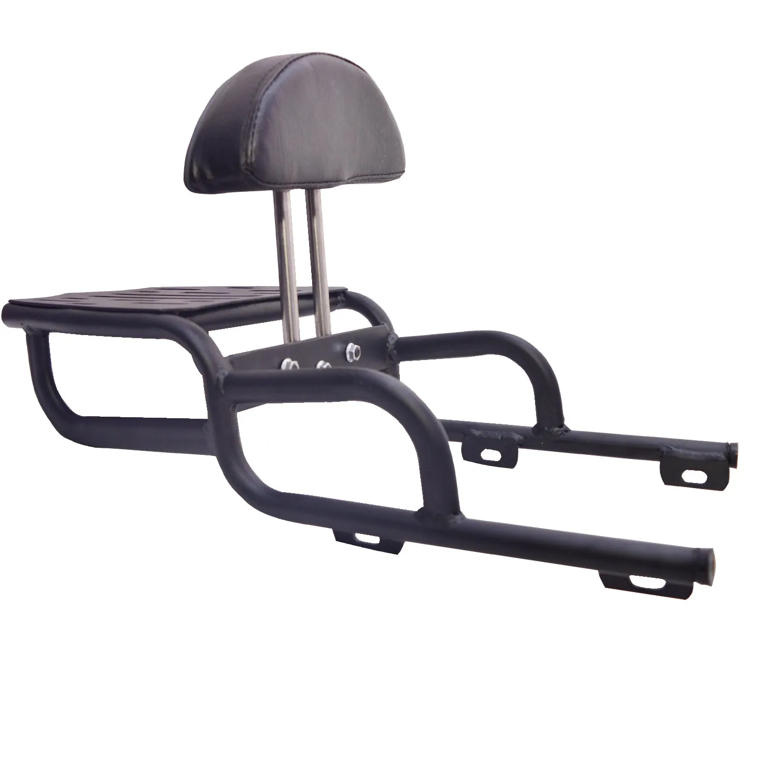 Heavy Backrest With Adjustable Cushion Support With Luggage carrier For Royal Enfield Meteor 350,(Black).