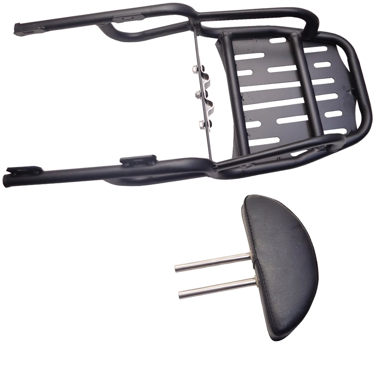 Heavy Backrest With Adjustable Cushion Support With Luggage carrier For Royal Enfield Meteor 350,(Black).