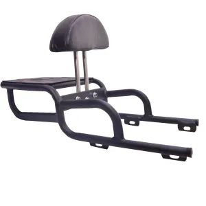 Heavy Backrest With Adjustable Cushion Support With Luggage carrier For Royal Enfield Meteor 350,(Black).