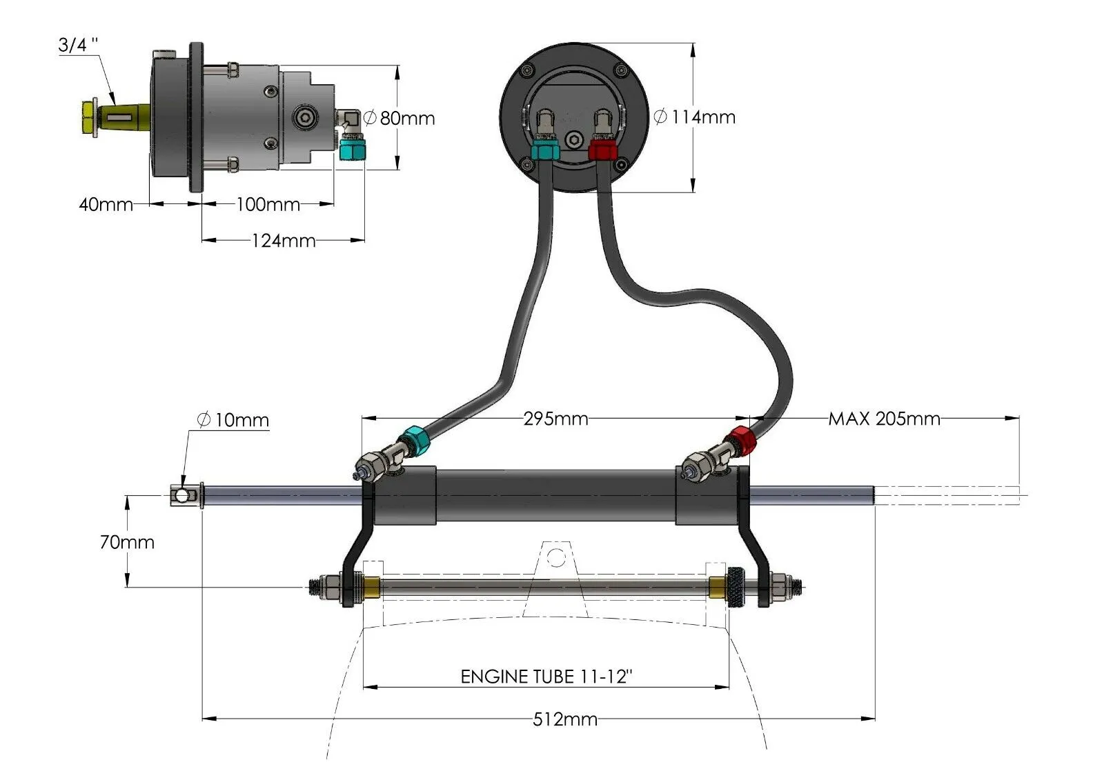 Hydrodrive Hydraulic Steering System kit for Outboards max 80HP EU made Yamaha Mercury Mariner Suzuki Tohatsu Honda