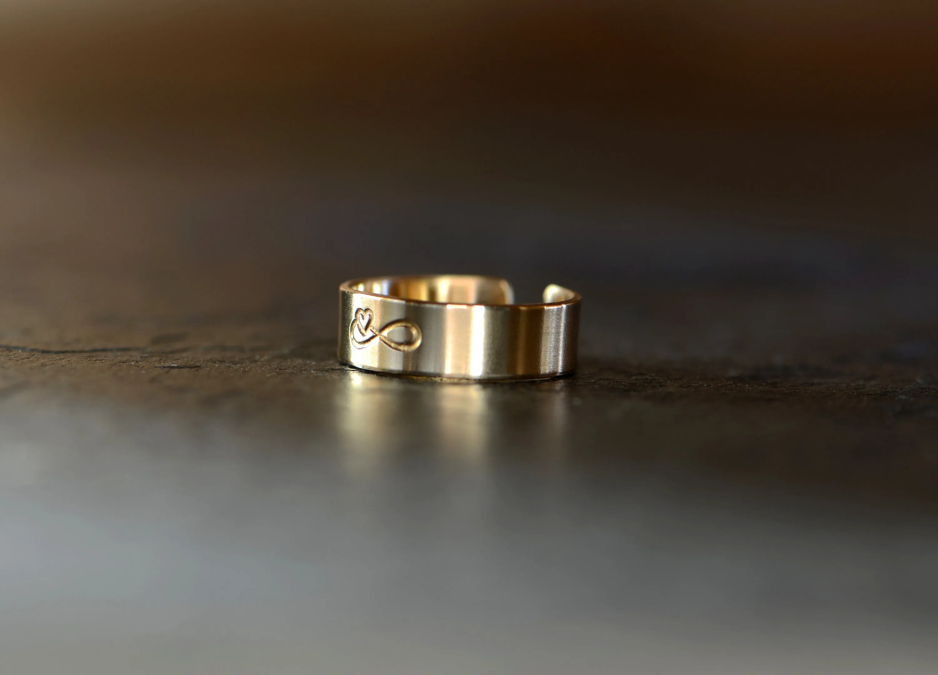 Infinity on solid 14k gold toe ring