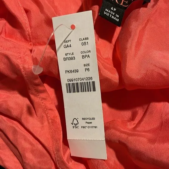 J Crew NWT Petite Gwyneth V-Neck Slip Dress Cupro Blend Size 6P Brilliant Papaya