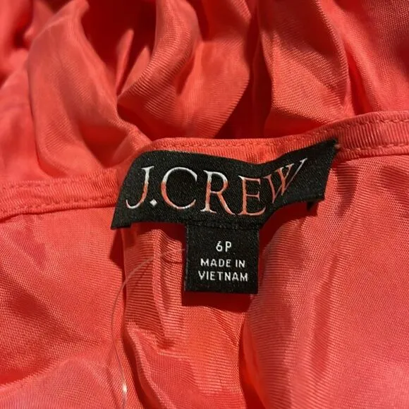 J Crew NWT Petite Gwyneth V-Neck Slip Dress Cupro Blend Size 6P Brilliant Papaya
