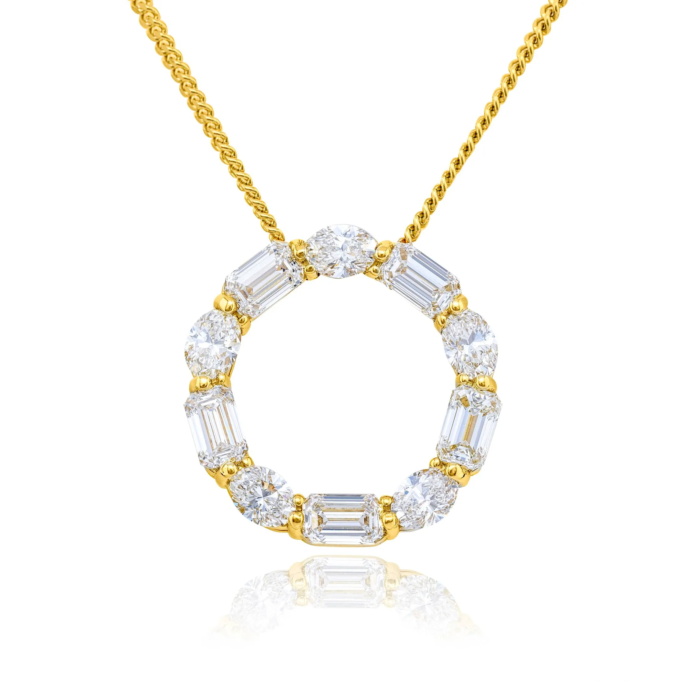 JB Star Round & Emerald Diamond Large Circle of Life Pendant Necklace 18K