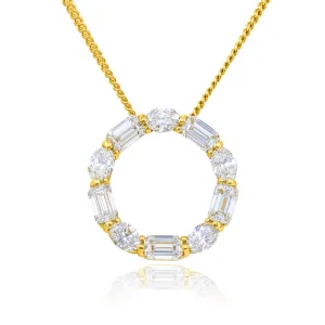 JB Star Round & Emerald Diamond Large Circle of Life Pendant Necklace 18K