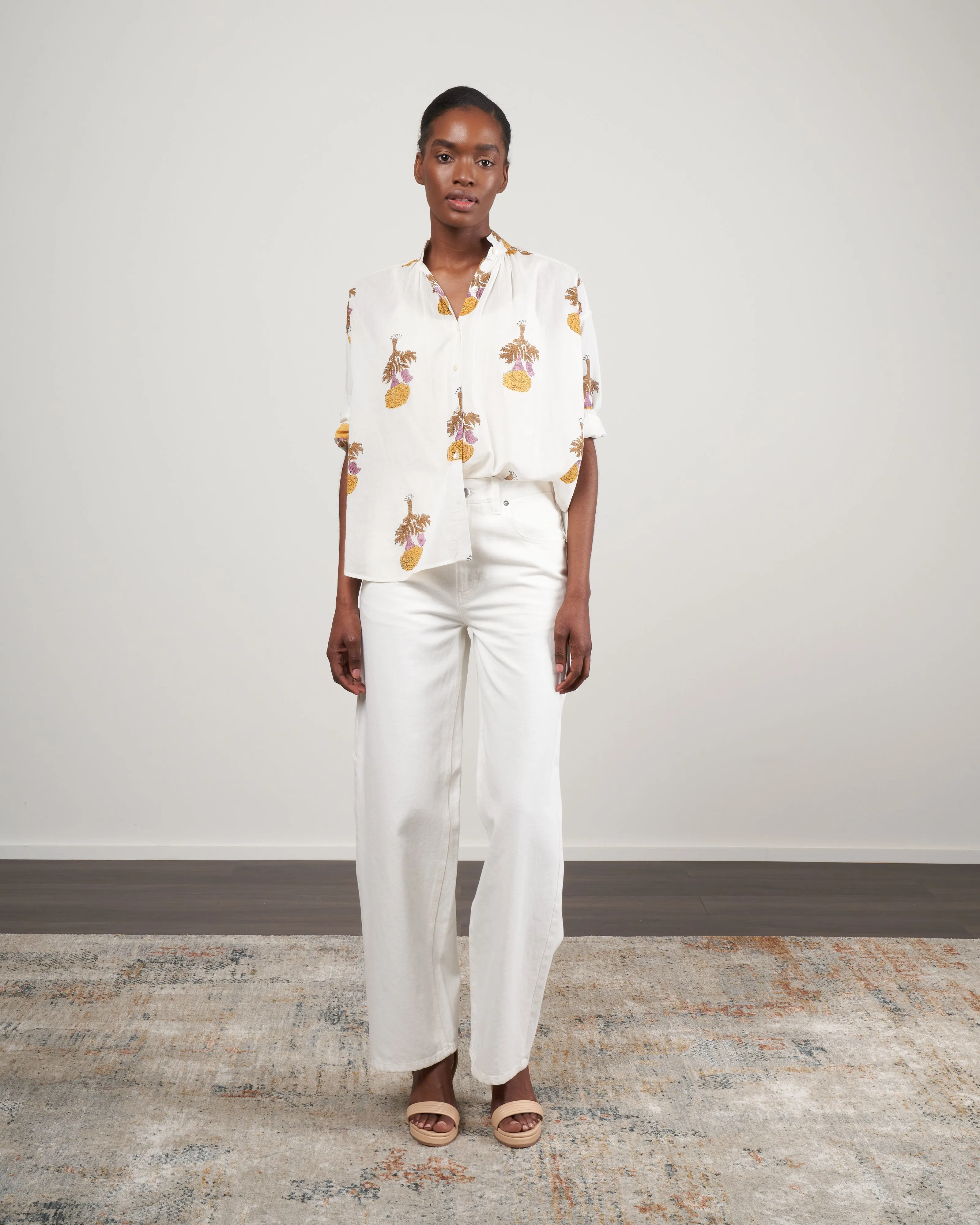 kiki goldenrod shirt - white/yellow goldenrod