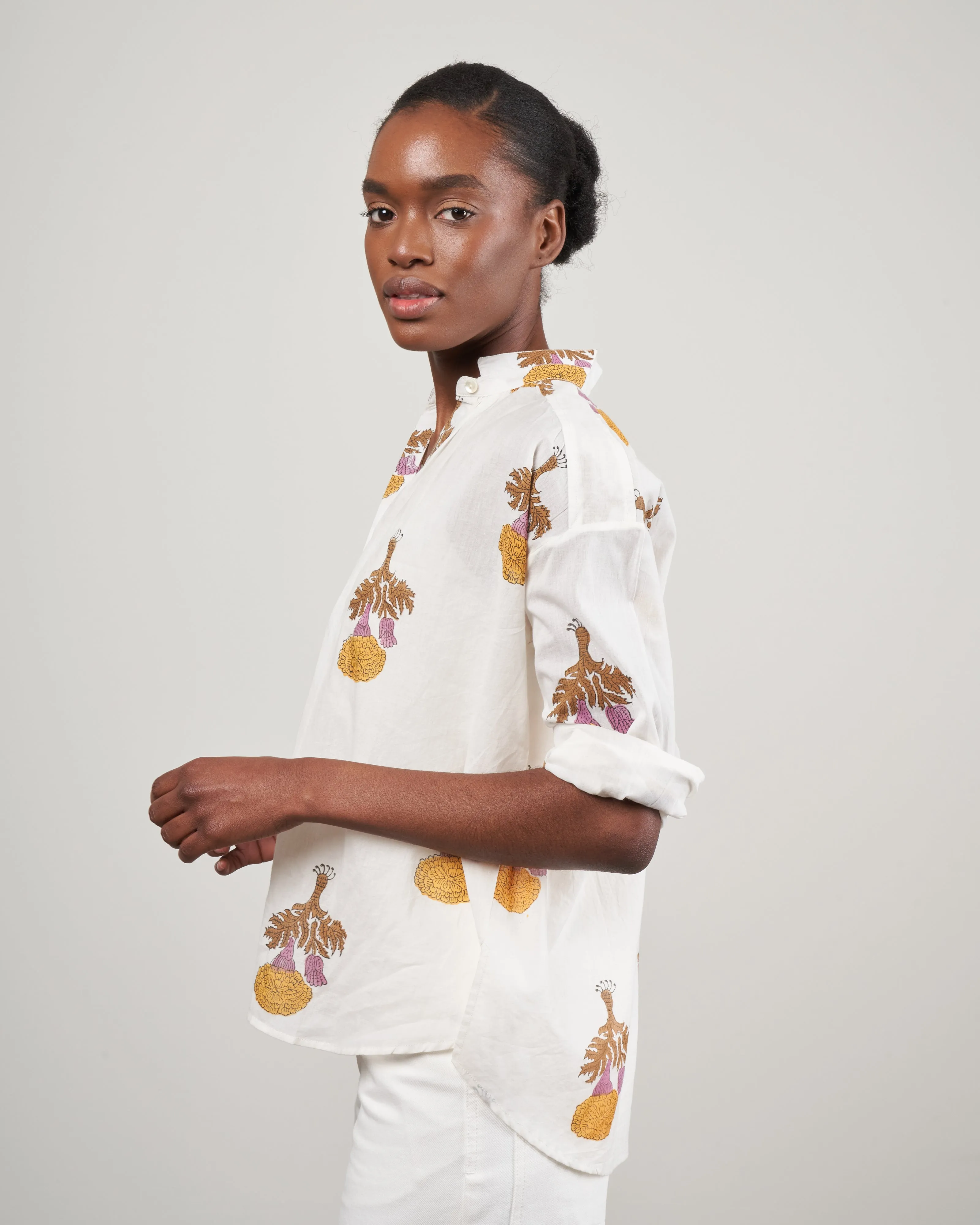 kiki goldenrod shirt - white/yellow goldenrod