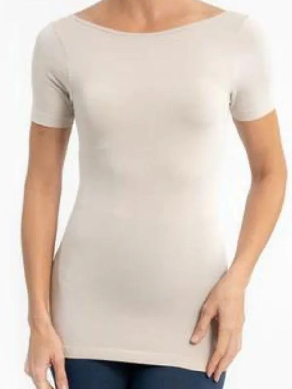 Kira Sand Shell Short Sleeve Top