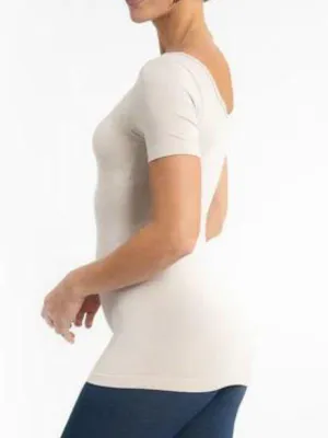 Kira Sand Shell Short Sleeve Top