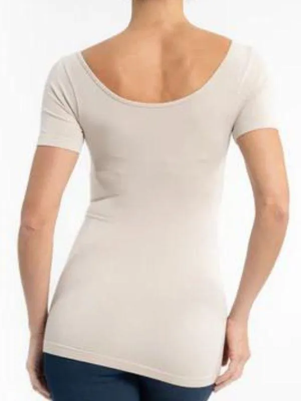 Kira Sand Shell Short Sleeve Top