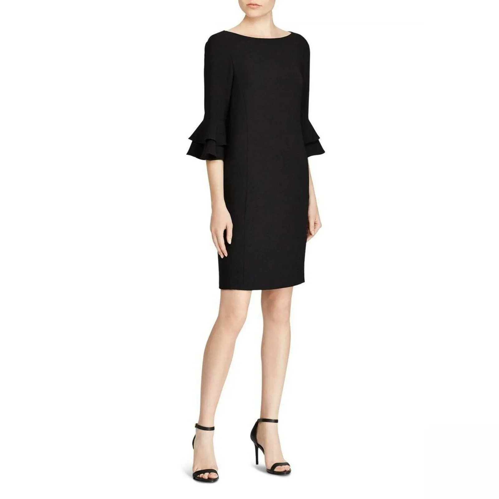 Lauren by Ralph Lauren Women's Elbow Shift Casual Tiered Ruffle Dress