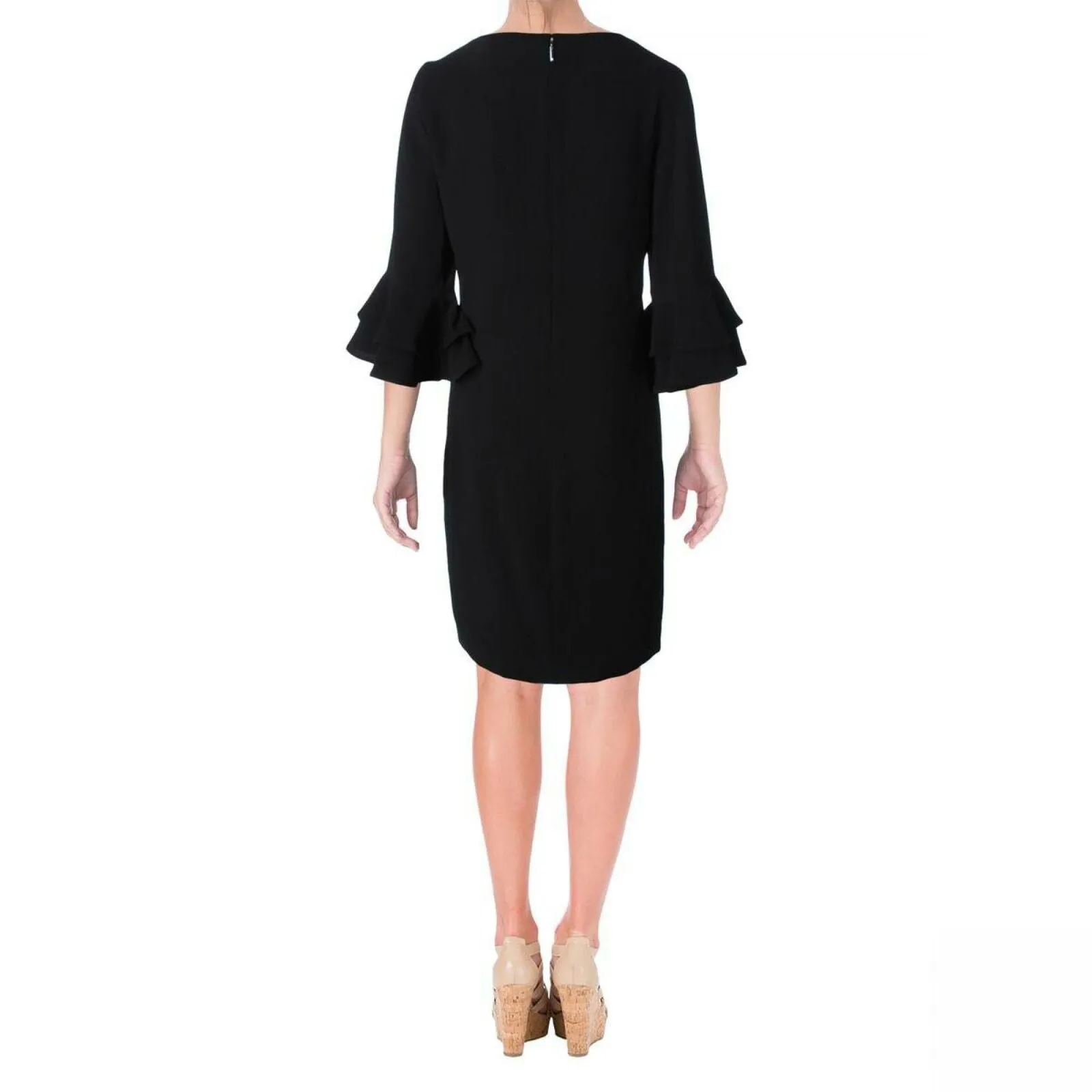Lauren by Ralph Lauren Women's Elbow Shift Casual Tiered Ruffle Dress