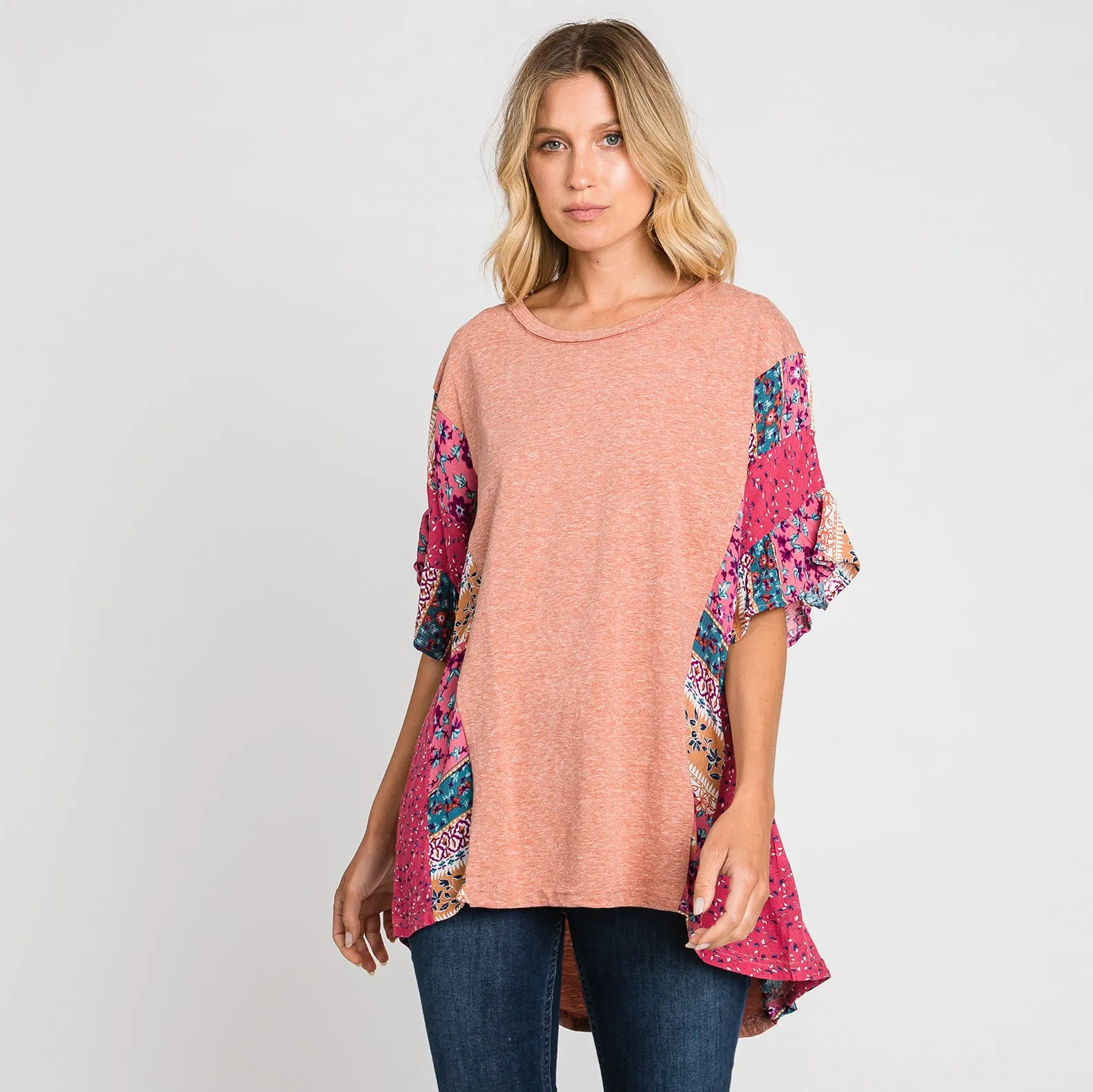 Lovely Stitch Print Tunic Top