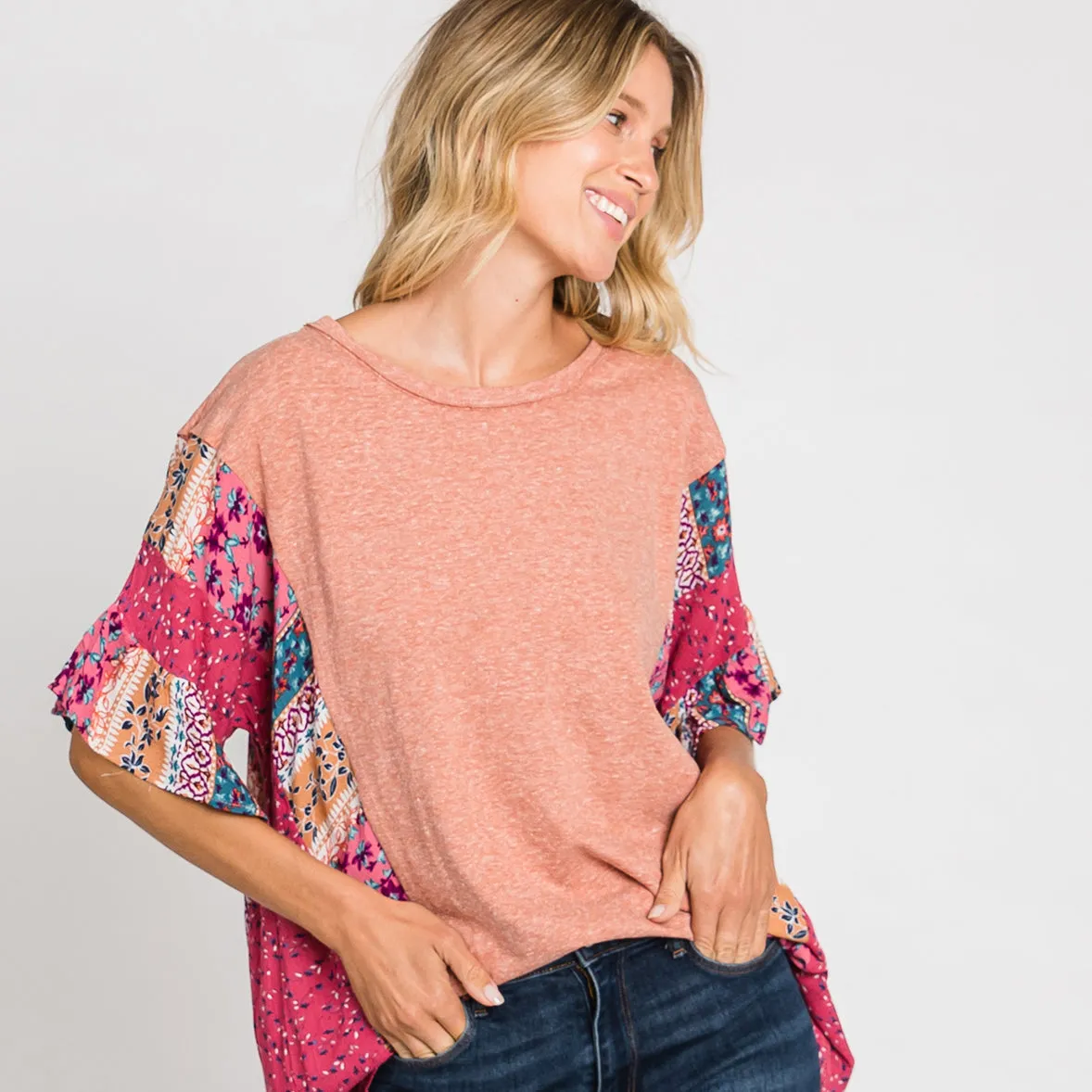 Lovely Stitch Print Tunic Top