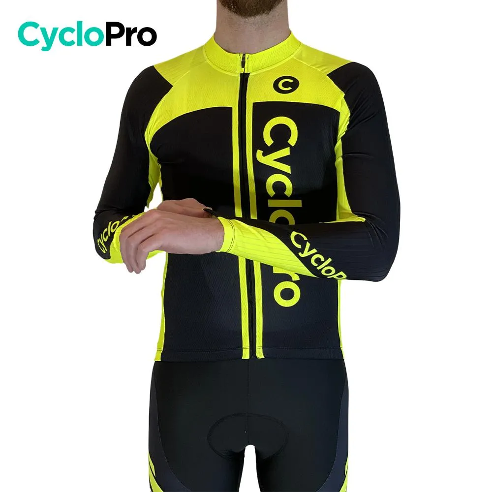 MAILLOT LONG DE CYCLISME JAUNE FLUO - AUTOMNE - FLASH  - DESTOCKAGE