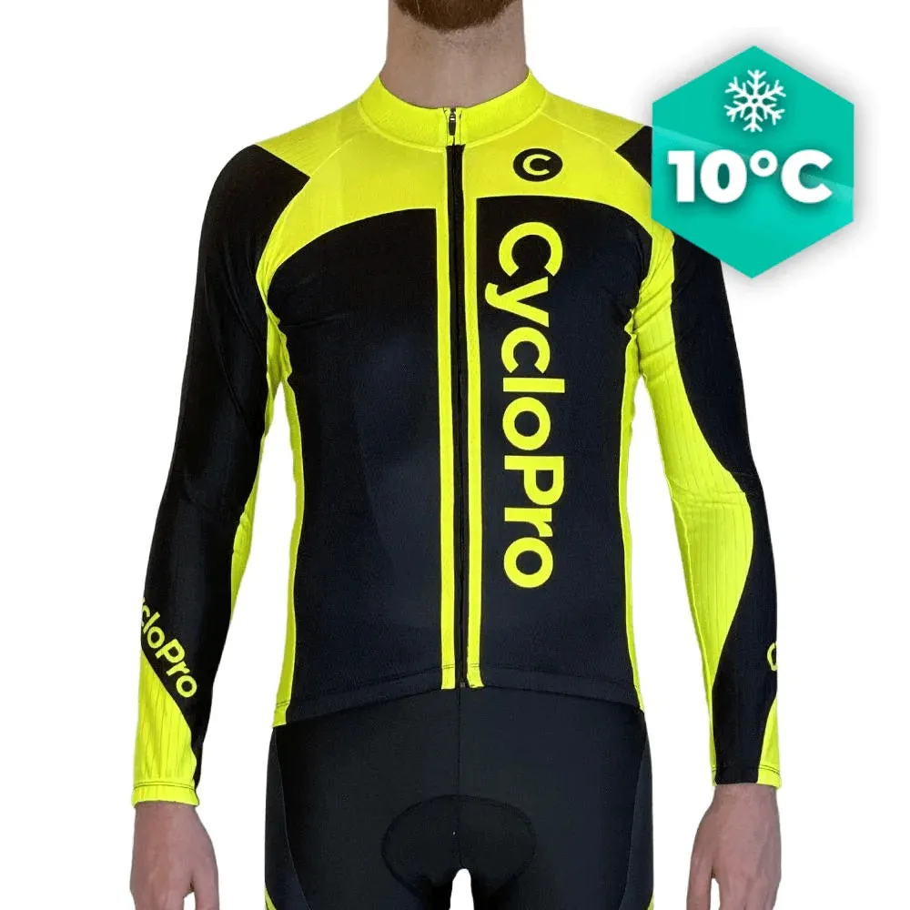 MAILLOT LONG DE CYCLISME JAUNE FLUO - AUTOMNE - FLASH  - DESTOCKAGE