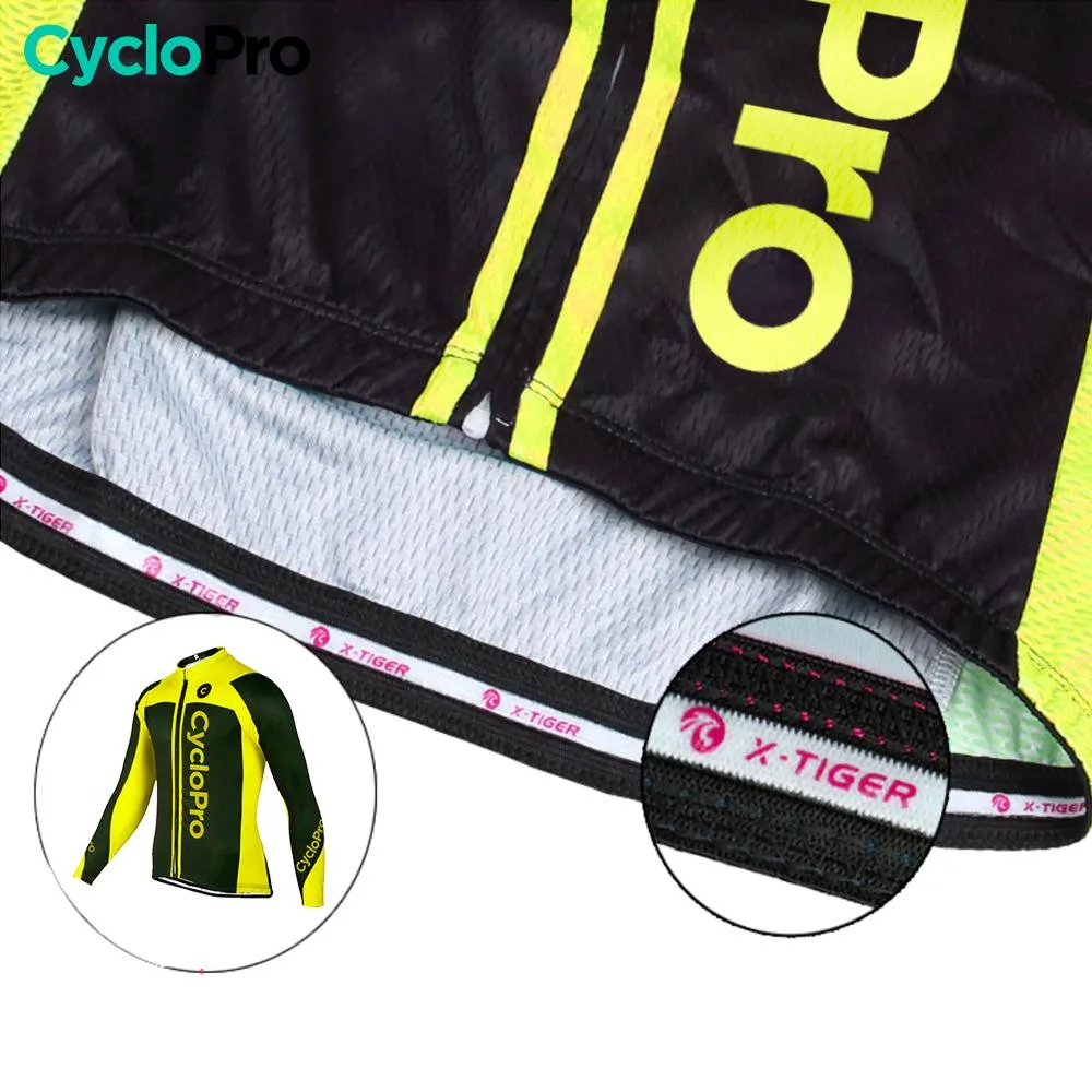 MAILLOT LONG DE CYCLISME JAUNE FLUO - AUTOMNE - FLASH  - DESTOCKAGE