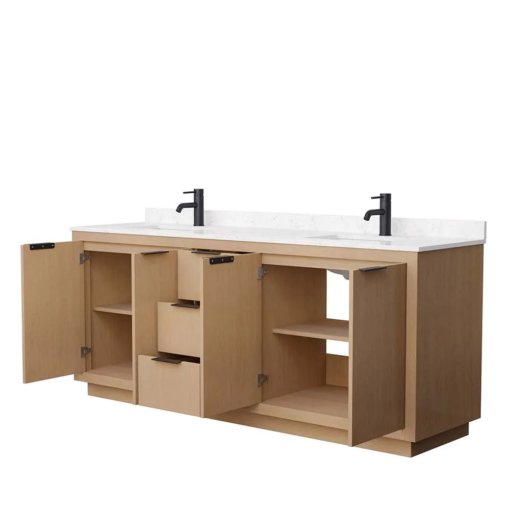 Maroni 80 Inch Double Bathroom Vanity in Light Straw
