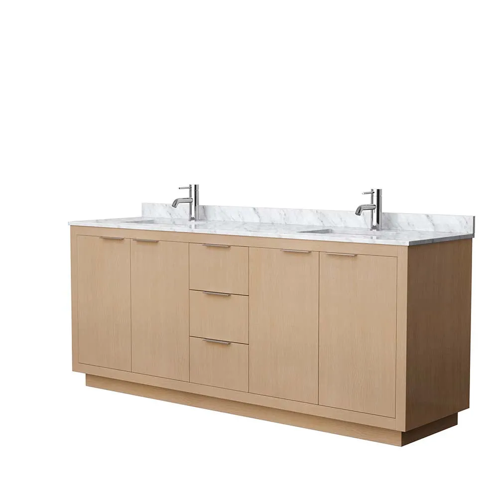 Maroni 80 Inch Double Bathroom Vanity in Light Straw