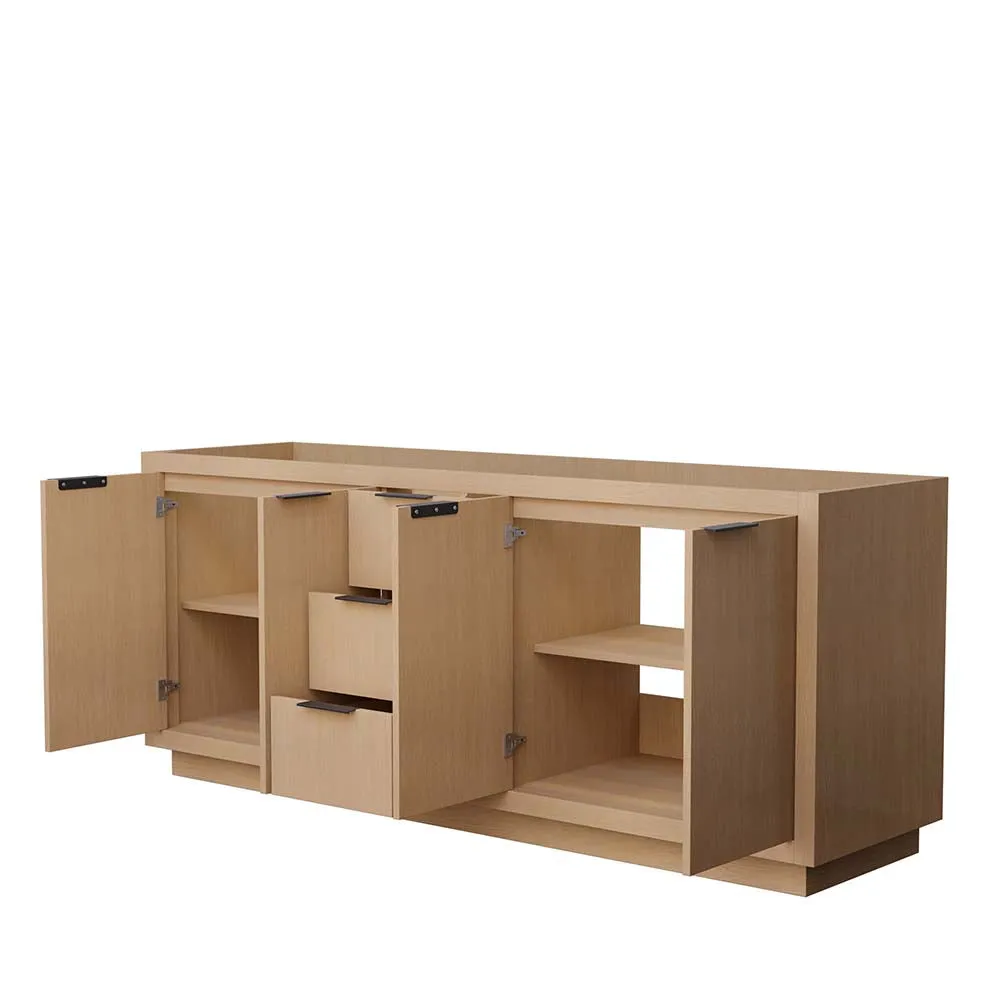 Maroni 80 Inch Double Bathroom Vanity in Light Straw