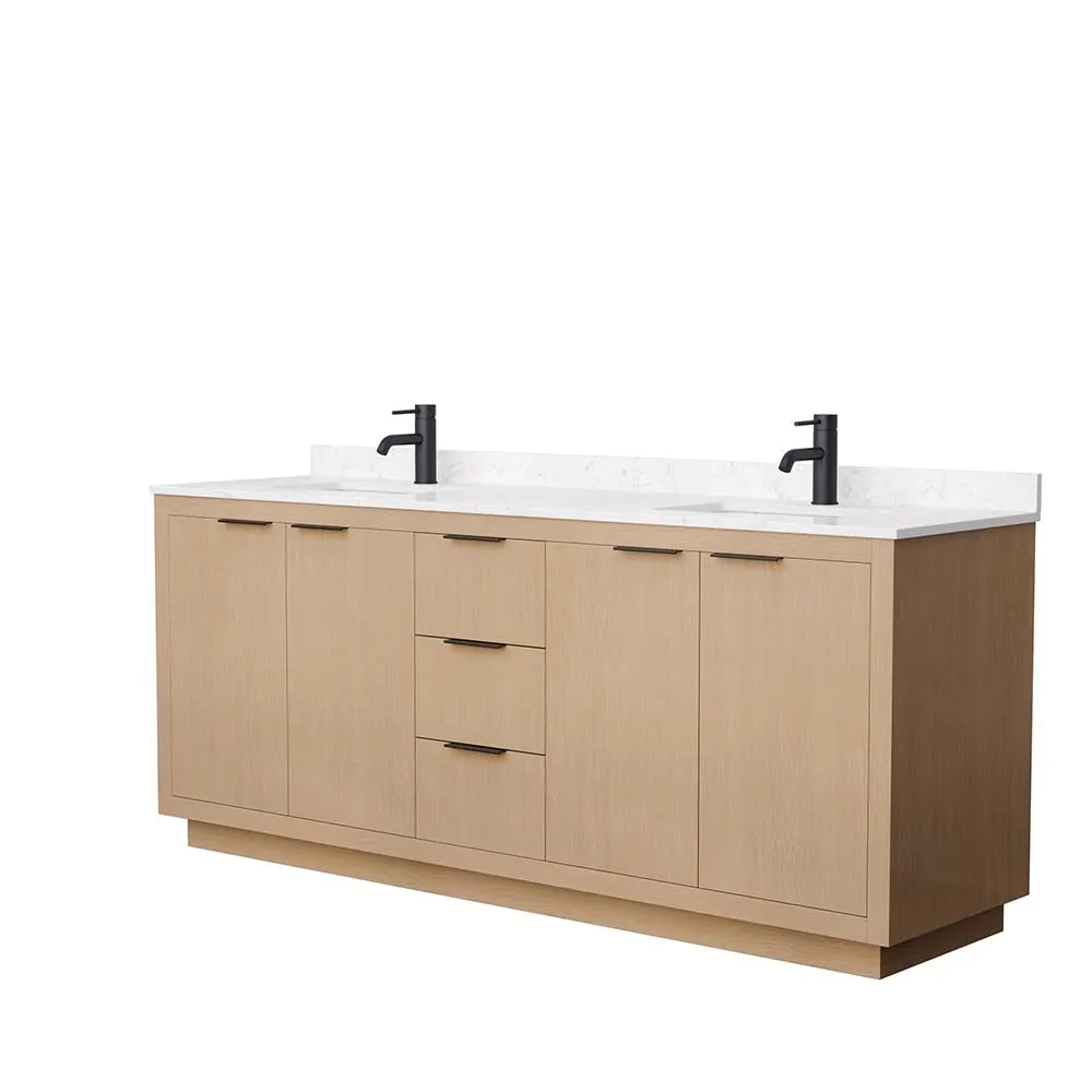 Maroni 80 Inch Double Bathroom Vanity in Light Straw