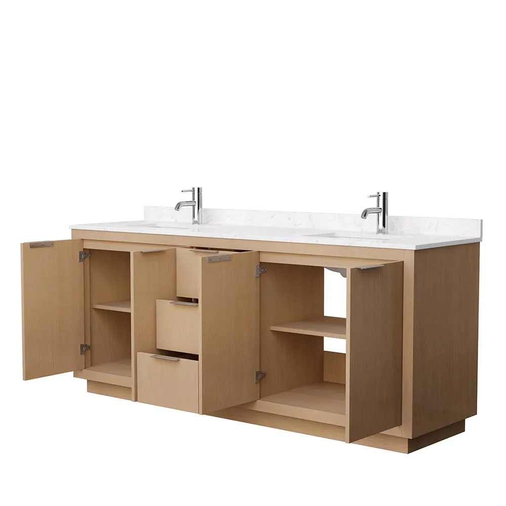 Maroni 80 Inch Double Bathroom Vanity in Light Straw