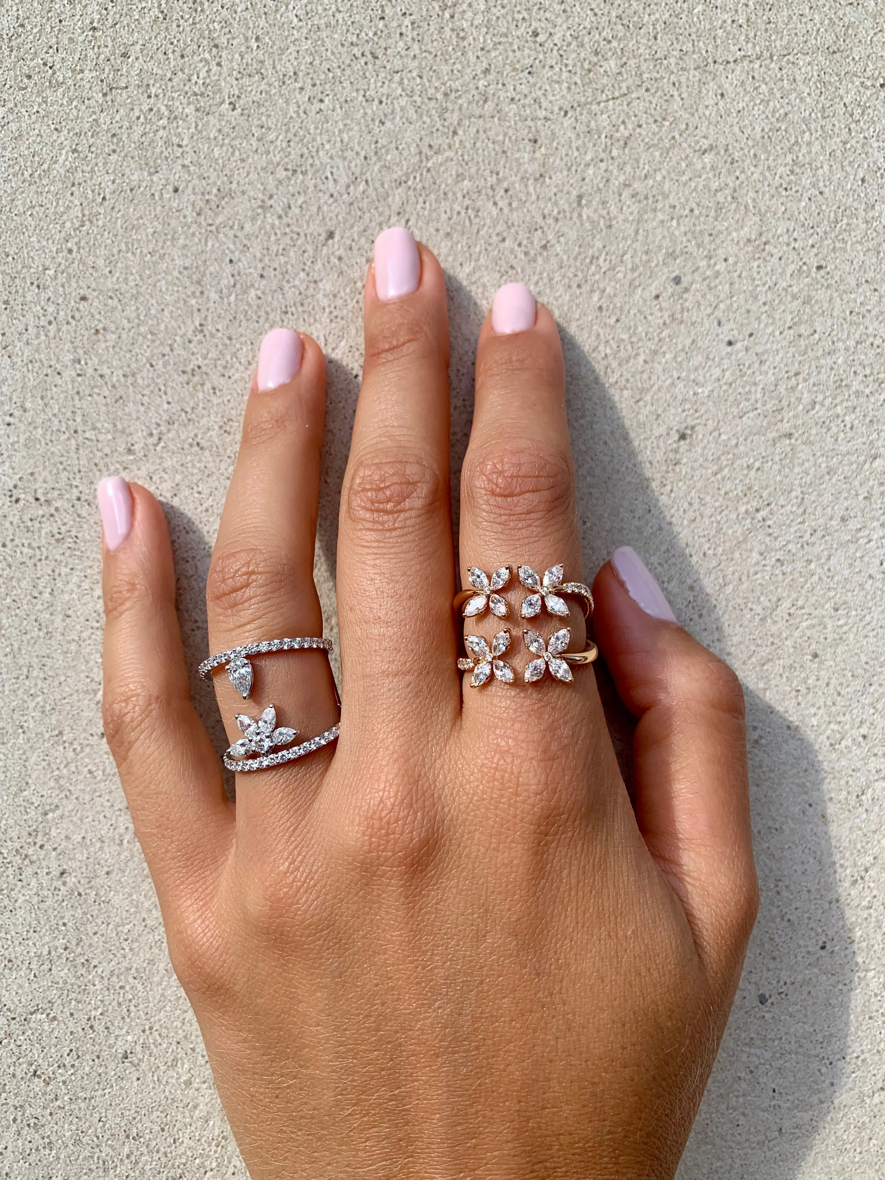 Marquise Diamond Flower Ring