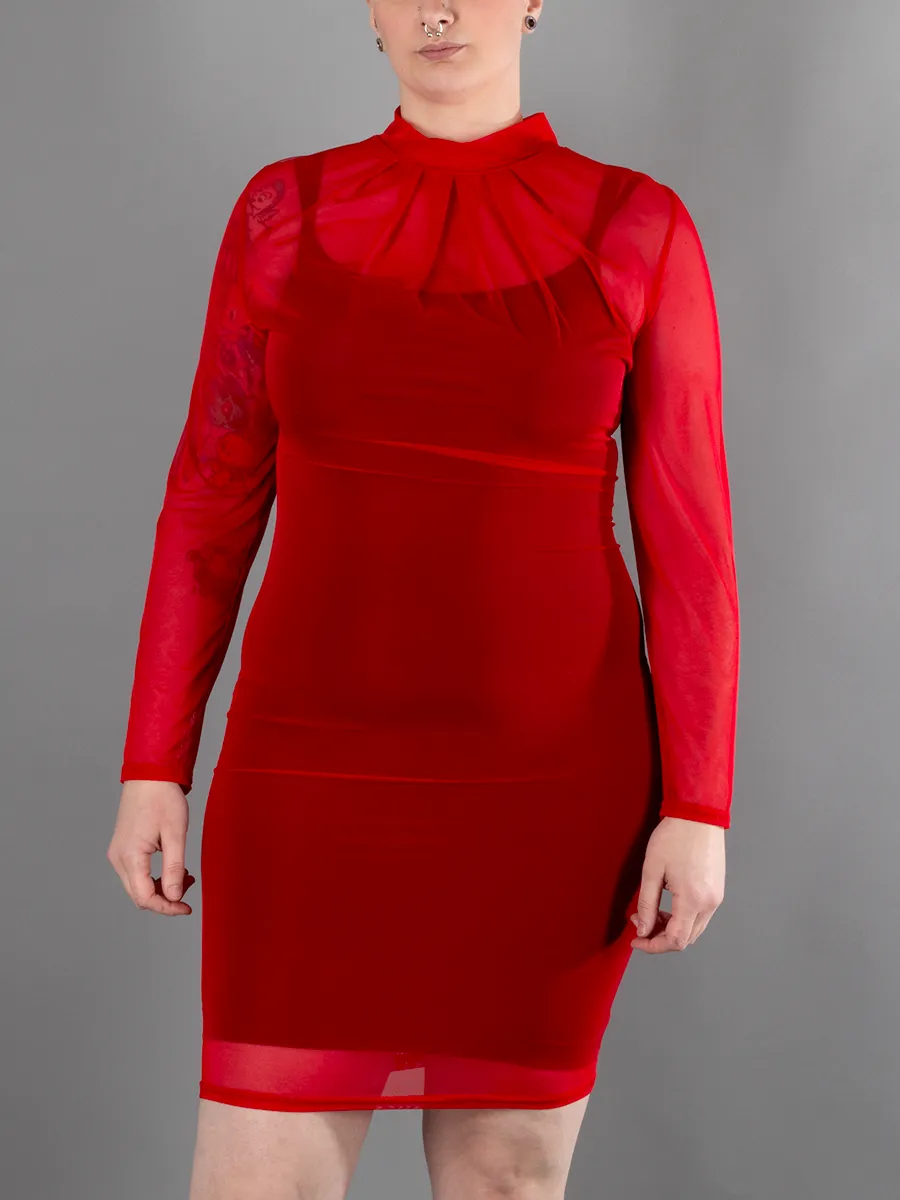 Mesh High Neck Dress
