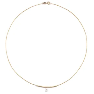 Navette Bar and Diamond Drop Necklace