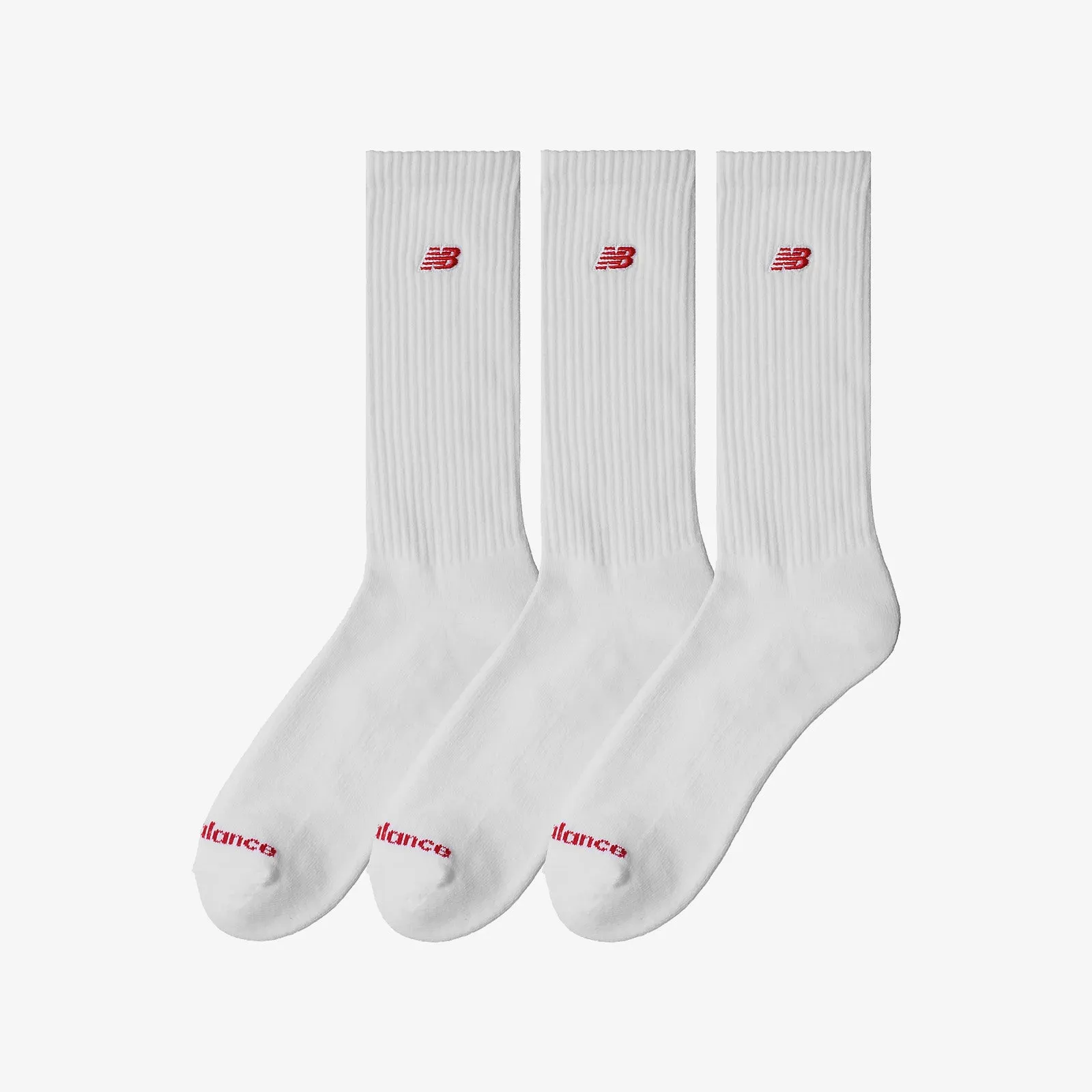 NB Patch Logo Crew Socks (3 Pairs) - White