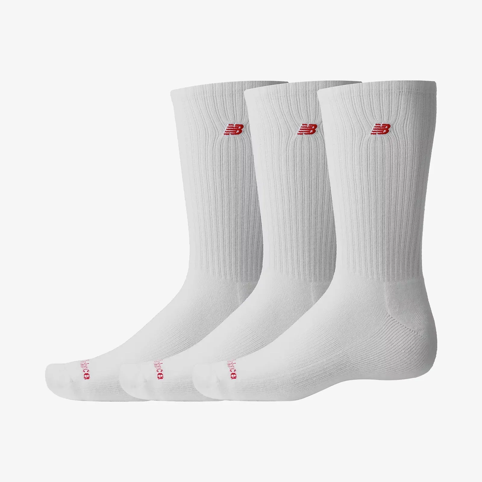 NB Patch Logo Crew Socks (3 Pairs) - White