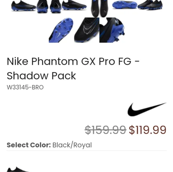 NIKE PHANTOM boys/kids cleats size 3 LIKE NEW Black And Blue