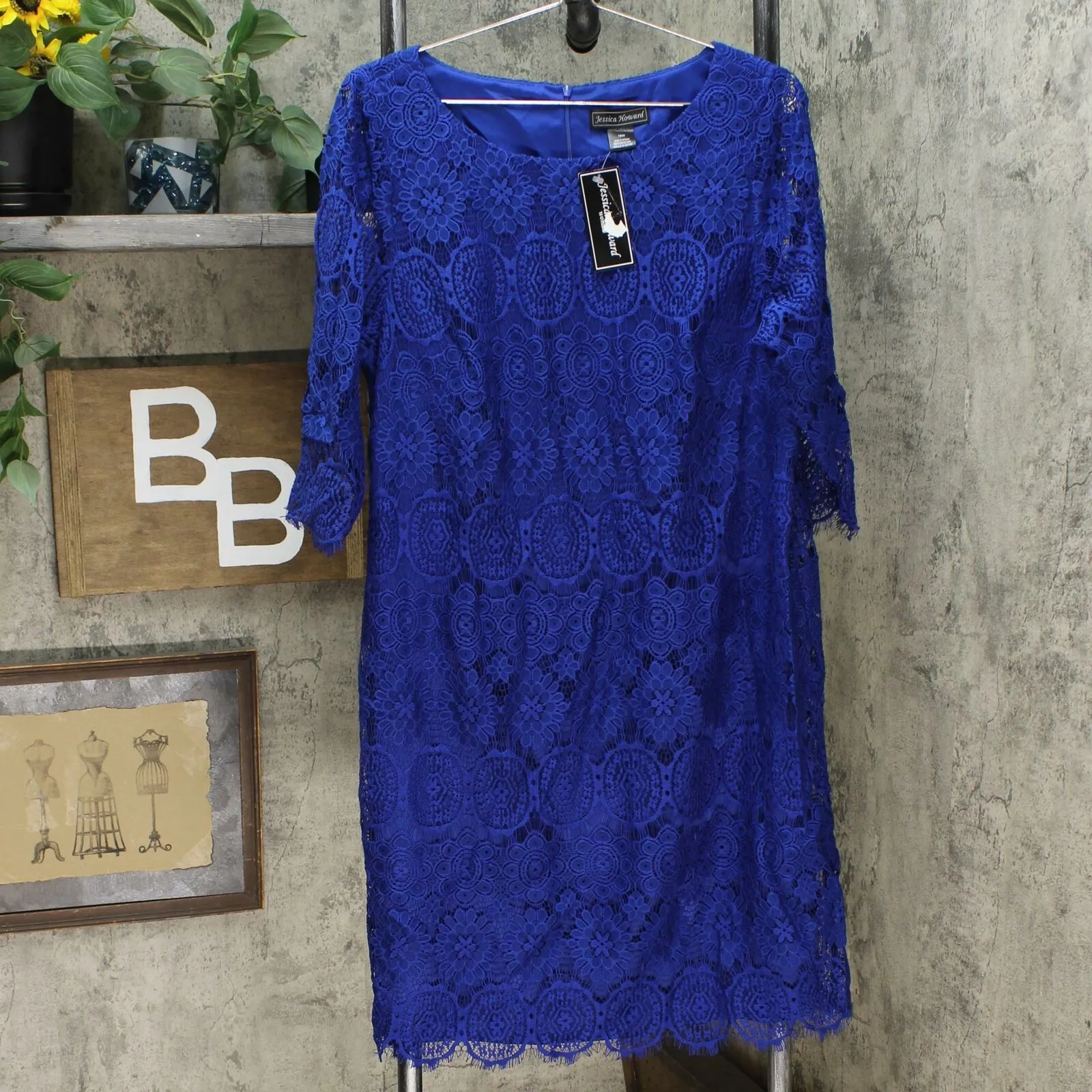NWT Jessica Howard Womens Plus Size Lace Shift Dress. JH9W3415 22W