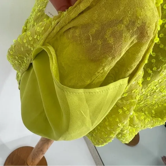 NWT Show Me Your Mumu Suzanna Slip Dress in Lime Sequins Size S Mini Sleeveless