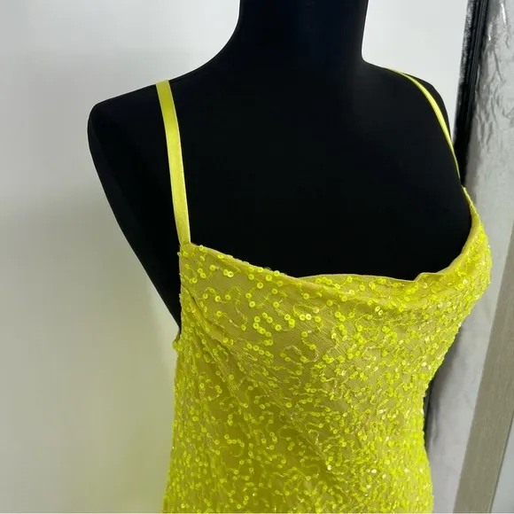 NWT Show Me Your Mumu Suzanna Slip Dress in Lime Sequins Size S Mini Sleeveless
