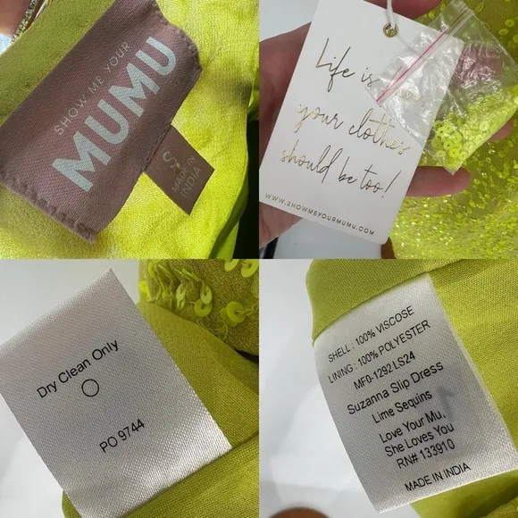 NWT Show Me Your Mumu Suzanna Slip Dress in Lime Sequins Size S Mini Sleeveless