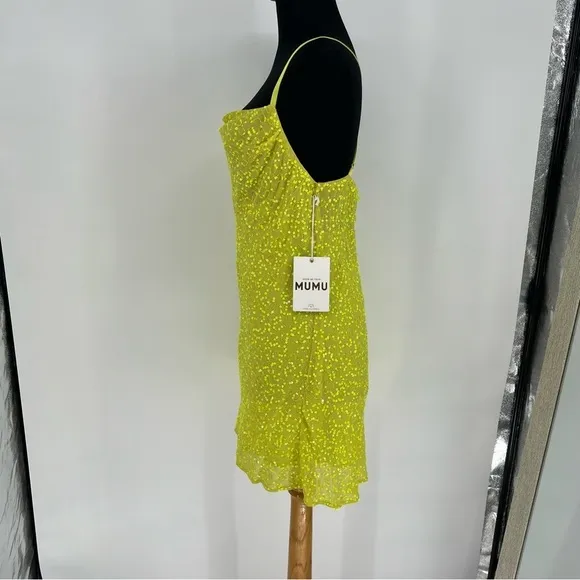 NWT Show Me Your Mumu Suzanna Slip Dress in Lime Sequins Size S Mini Sleeveless