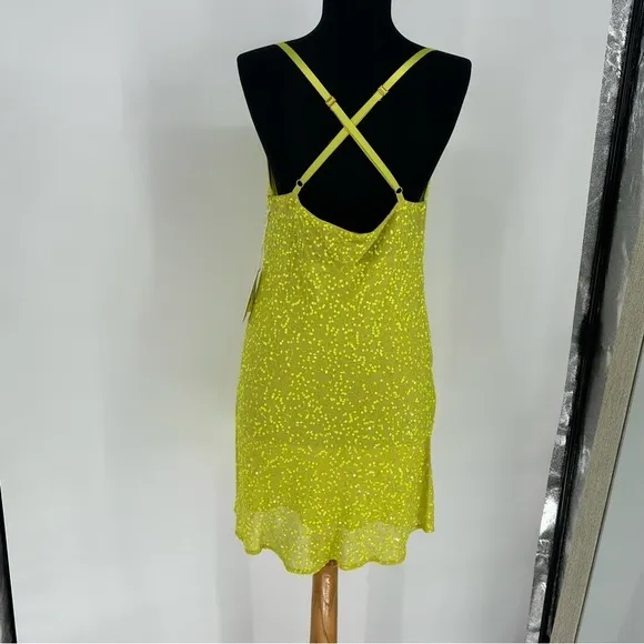 NWT Show Me Your Mumu Suzanna Slip Dress in Lime Sequins Size S Mini Sleeveless