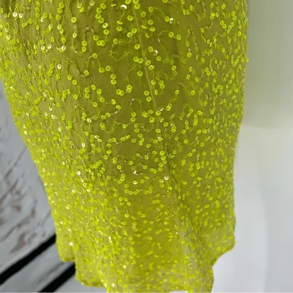 NWT Show Me Your Mumu Suzanna Slip Dress in Lime Sequins Size S Mini Sleeveless