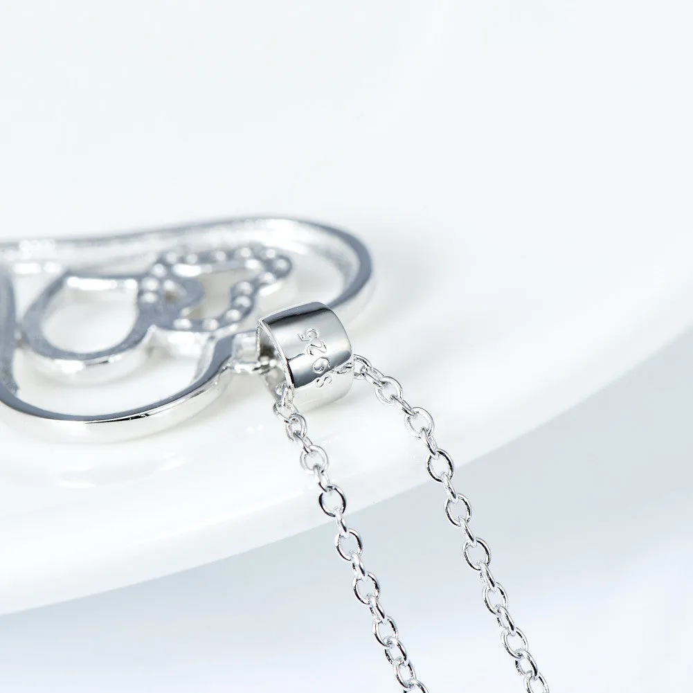 Open Heart with Pave Cubic Zircon Pendant Necklace