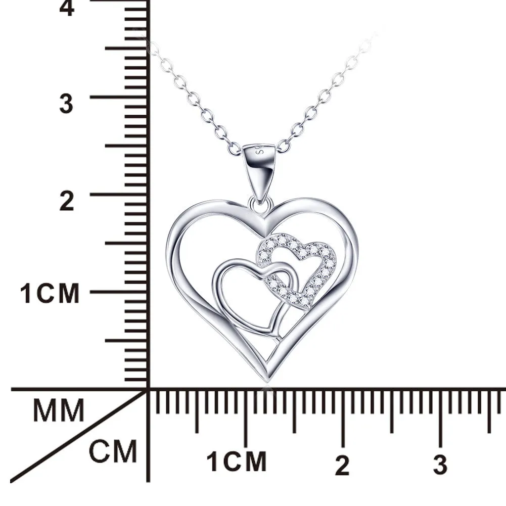 Open Heart with Pave Cubic Zircon Pendant Necklace