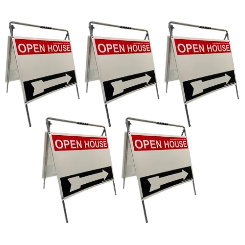 Open House Sign Metal A-Frame Kit - 5-Pack - Red/White/Black