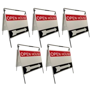 Open House Sign Metal A-Frame Kit - 5-Pack - Red/White/Black