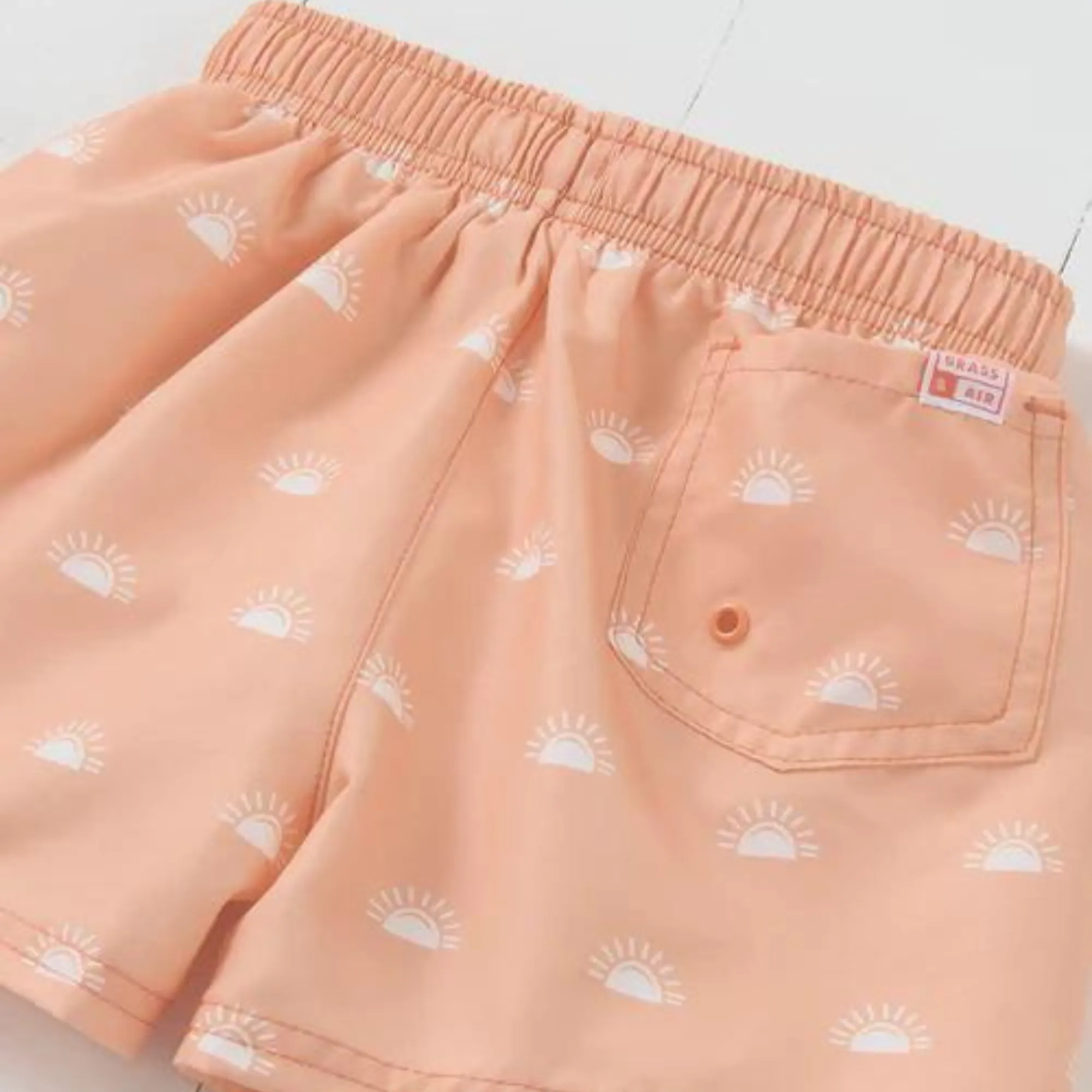 Peach Woven Printed Swim Shorts