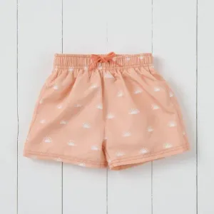 Peach Woven Printed Swim Shorts