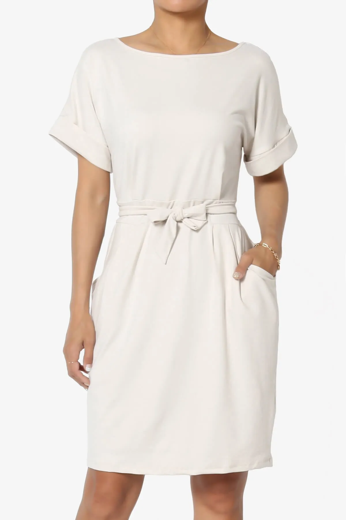 Pennie Tie Waist DTY Jersey Dress PLUS