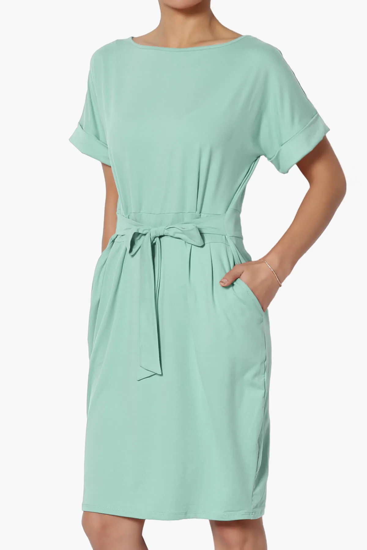 Pennie Tie Waist DTY Jersey Dress PLUS